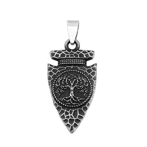 Vintage Viking Tree Of Life Pendant Stainless Steel Nordic Spear Head