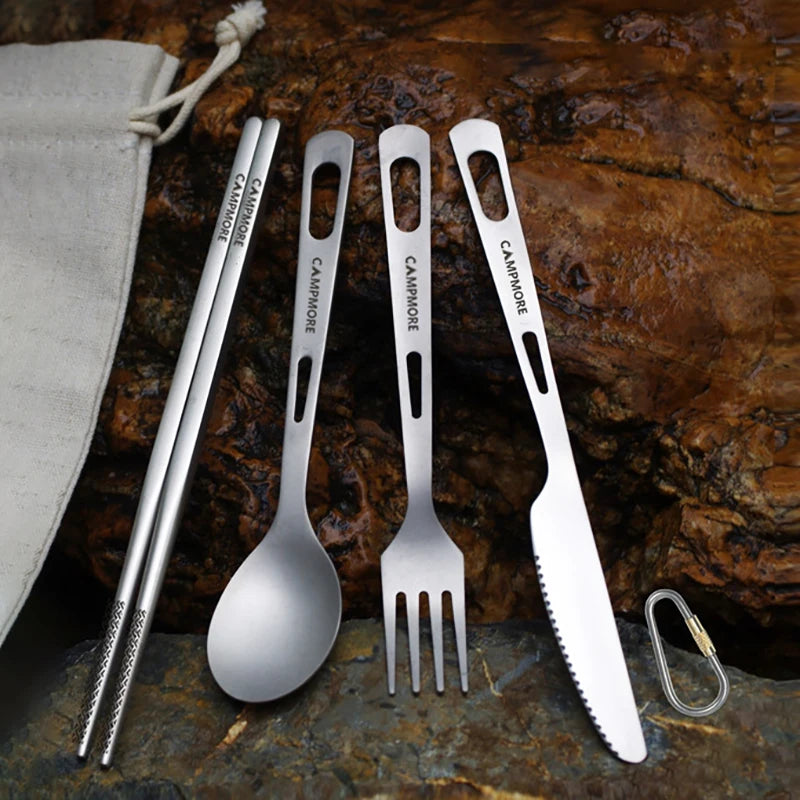 Titanium Tableware Ultralight Outdoor Portable Knife Fork Spoon