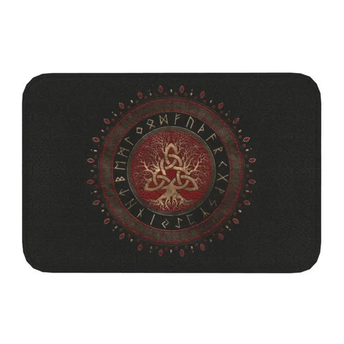 Custom Tree Of Life With Triquetra On Futhark Doormat Non-Slip