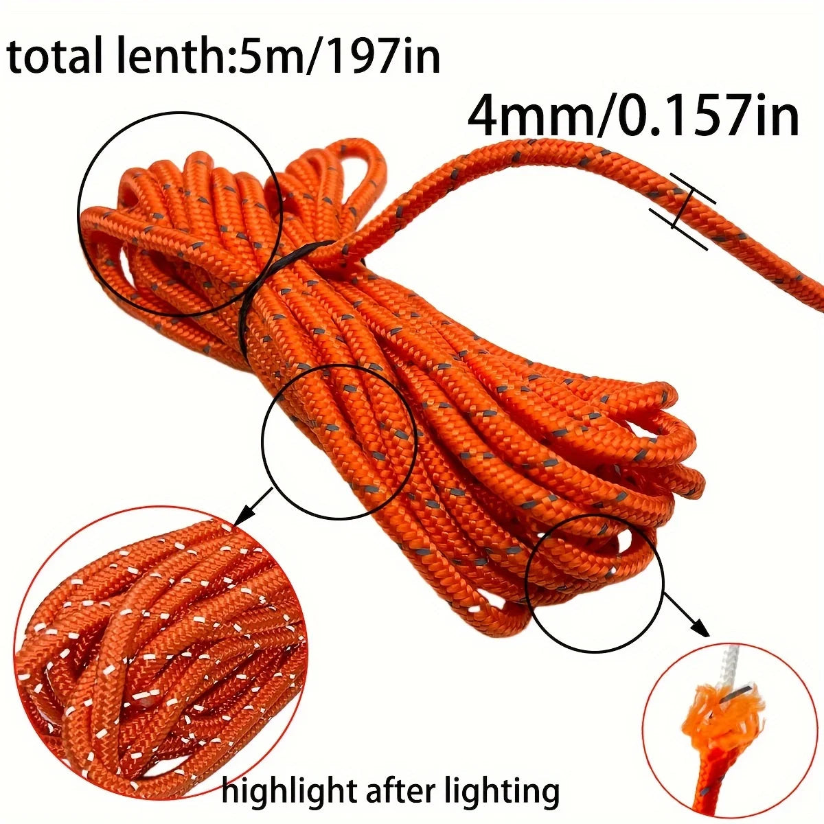 6pcs Reflective Camping Tent Rope Tie Down Fastener Fixed Buckle