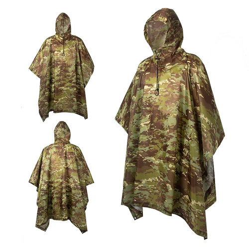 Outdoor Military Poncho 210T+PU Army War Tactical Raincoat Hunting