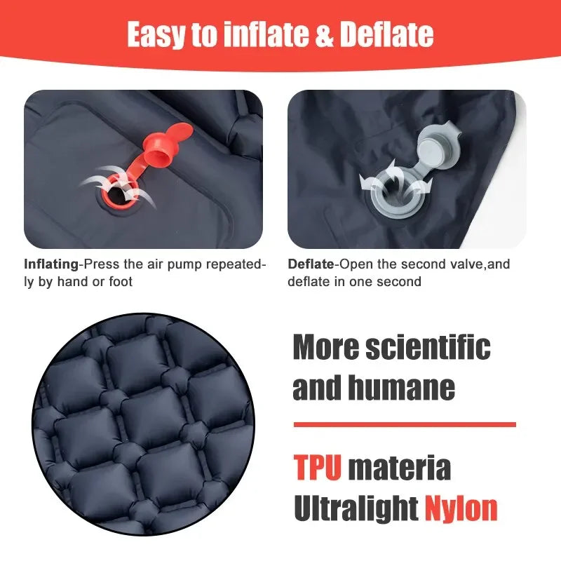 Outdoor Portable Camping Sleeping Pad Ultralight Inflatable Mattress