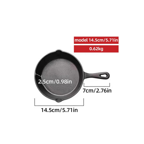 1 Piece of Black Cast Iron Pot Flat Bottom Frying Pan, Suitable for