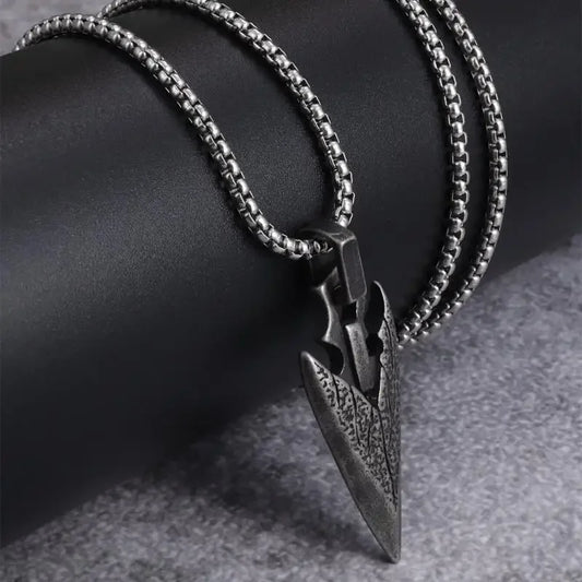 Punk Long Arrow Weapon Spear Pendant Celtic Necklace Men\'s Retro