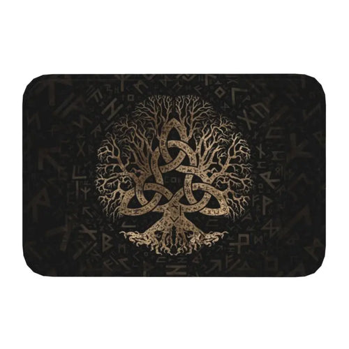 Custom Tree Of Life With Triquetra On Futhark Doormat Non-Slip