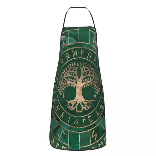 Tree Of Life With Triquetra Black Red Leather And Gold Apron Kitchen