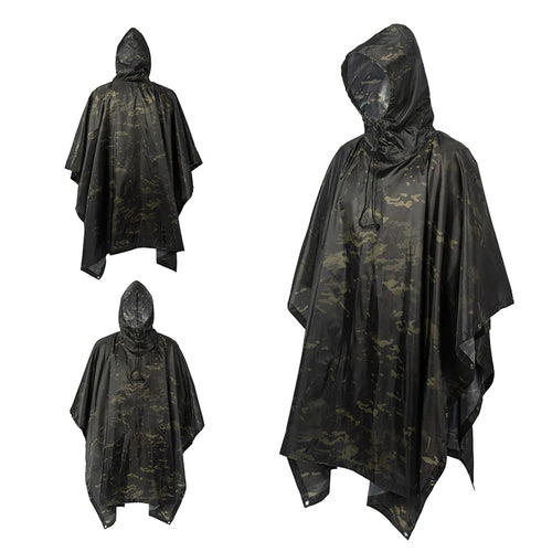 Outdoor Military Poncho 210T+PU Army War Tactical Raincoat Hunting