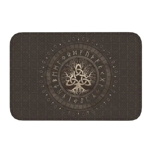 Custom Tree Of Life With Triquetra On Futhark Doormat Non-Slip