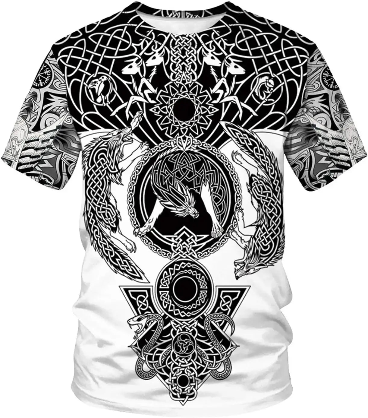 Men's Vikings T Shirt Tops Novelty 3D Print Norse Mythology Pullover