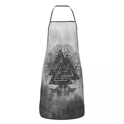 Tree Of Life With Triquetra Black Red Leather And Gold Apron Kitchen