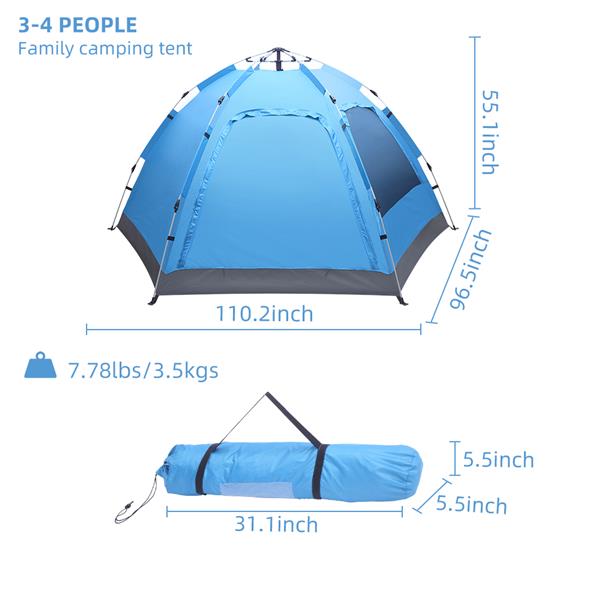 Automatic Family Tent Instant Pop Up Waterproof for Camping Hiking