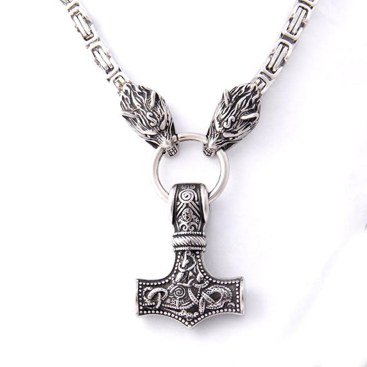 New Arrival Stainless steel making Never fade Viking wolf necklace