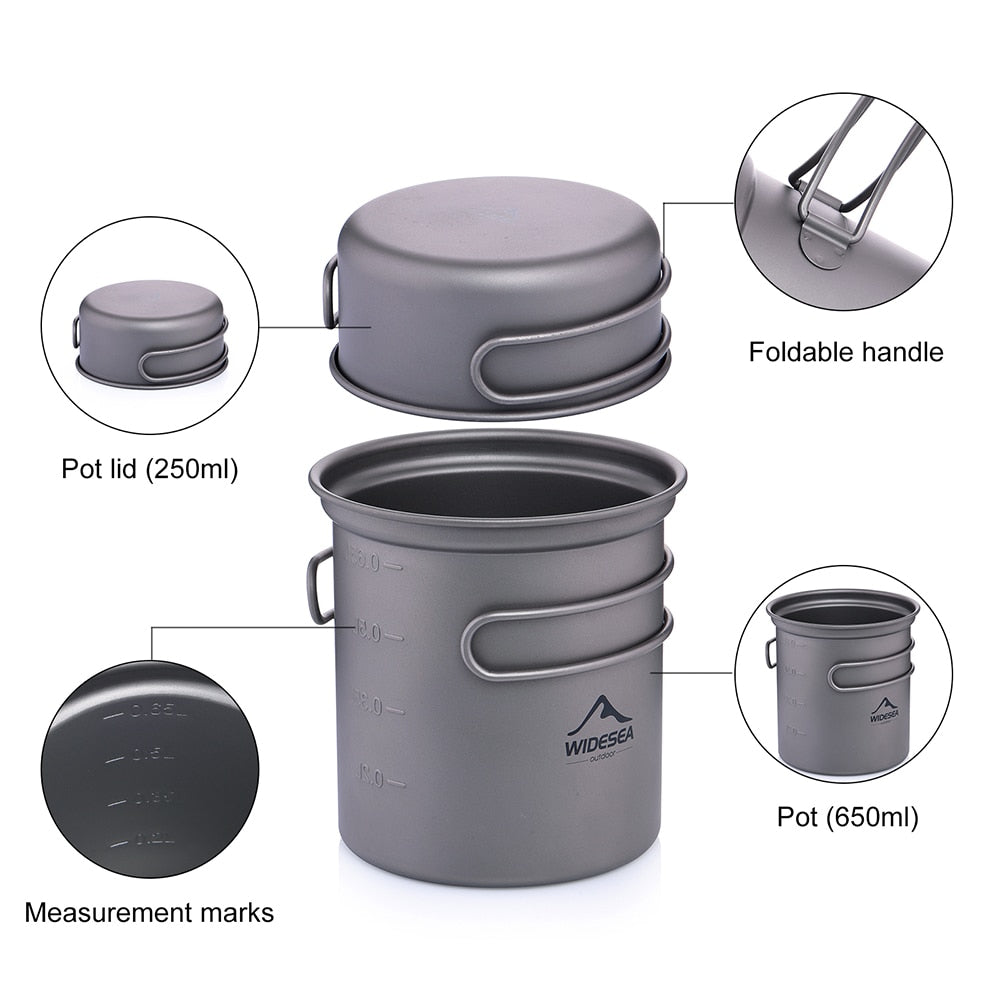 Titanium Cooking Pot Set Tableware for Camping Outdoor Cookware